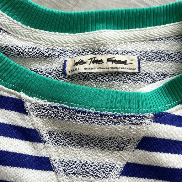 Free People Classic Striped Sweater Crewneck Oversize Baggy Cotton Women XS NWOT - Picture 10 of 13